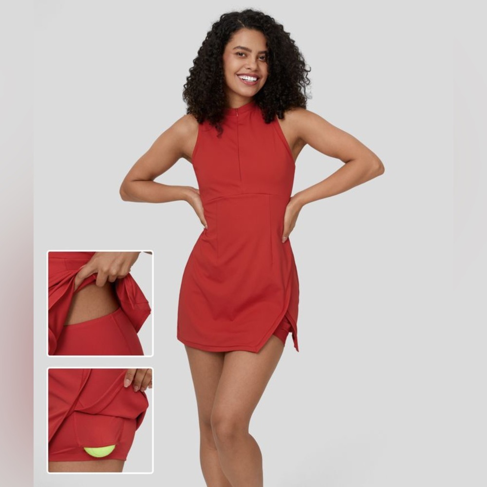 Halara Sleeveless Zipper Split Side Pocket 2-Piece Mini Tennis Dress Size M